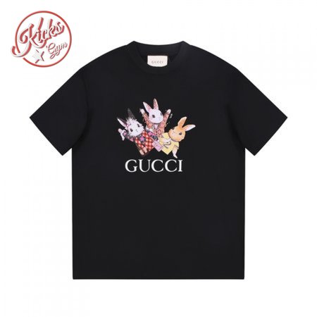 Gucci Rabbits Print Print Cotton T-Shirt Black