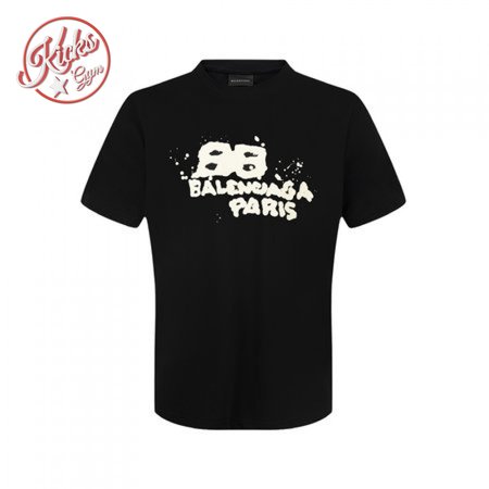 Balenciaga Men's Hand Drawn BB Icon Medium Fit Vintage T-Shirt Black/Beige