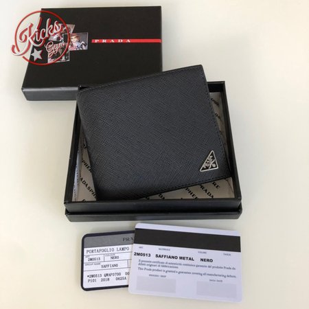 Prada Saffiano Leather Bi-Fold Wallet Black