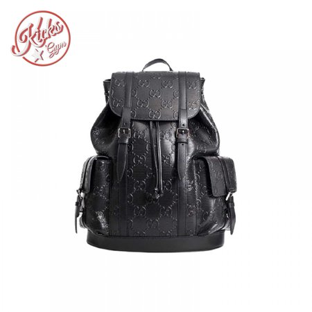Gg Embossed Backpack In Black Leather GBP014
