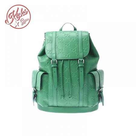 Gg Embossed Backpack In Green Leather GBP015