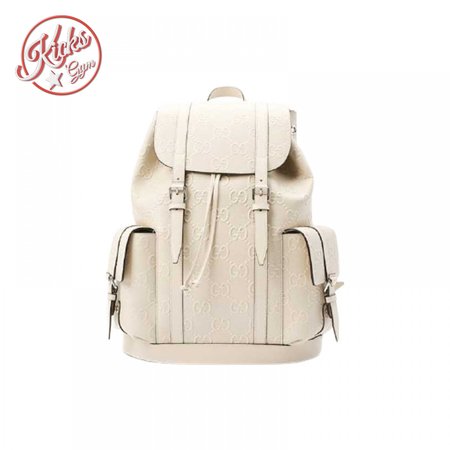 Gg Embossed Backpack In White Leather GBP013