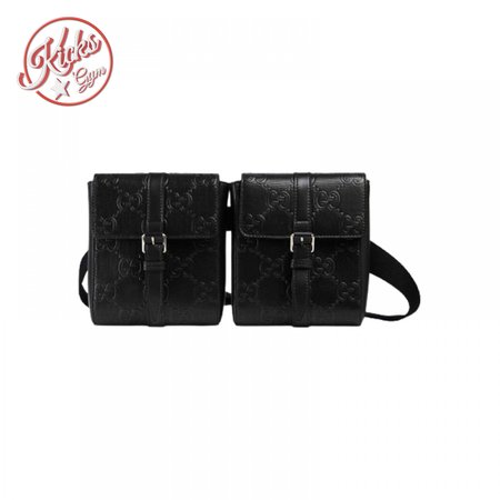 Gg Embossed Belt Bag Black Gg Embossed Leather Cotton Linen Lining GBB021