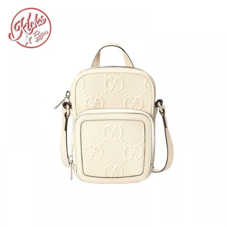 Gg Embossed Mini Bag In White Leather GMB016