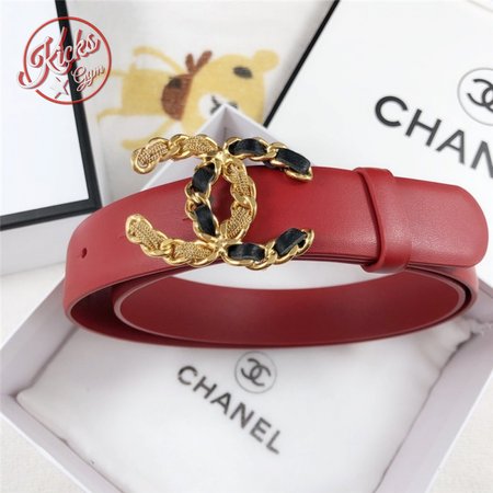 Chanel Leather Belt Buckle 30mm red