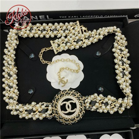 chanel pearl diamond leather belt