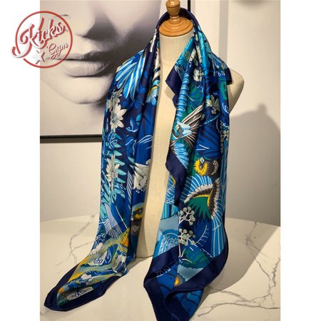 hermes ladies summer silk scarf Dark blue