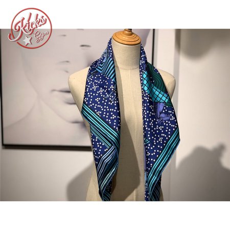 hermes silk scarf blue