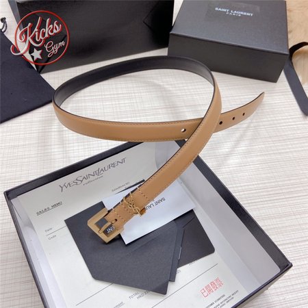 ysl logo leather belt