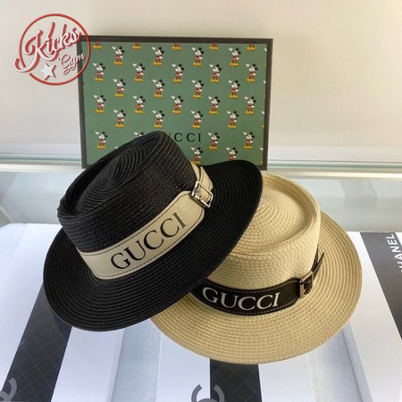 Hat_Gucci Belt design straw hat