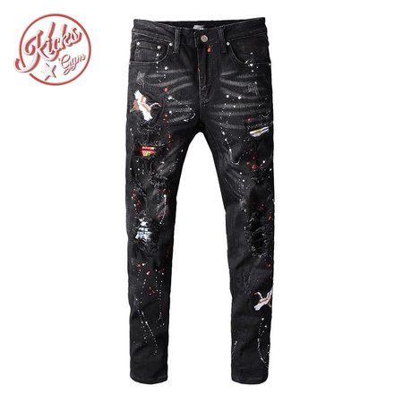 Amiri Pelican Splatter Jeans Black/White