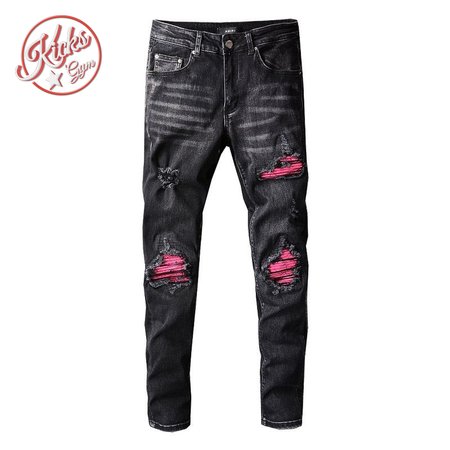 Amiri Rip Jeans Black / Pink