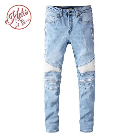 Amiri Zipper Jeans Light Blue / White
