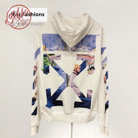 Off White Colored Arrows Zip Up Hoodie