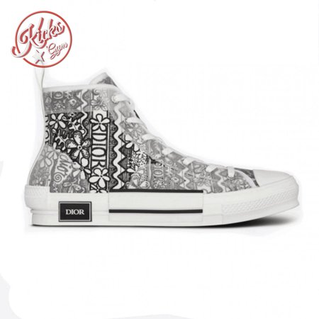 DIOR B23 HIGH-TOP SNEAKER WHITE CANVAS WITH DIOR AND SHAWN EMBROIDERY - CD73
