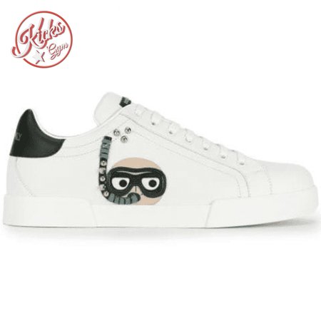 DOLCE & GABBANA CALFSKIN PORTOFINO SNEAKERS WITH PATCHES OF THE DESIGNERS - DG2