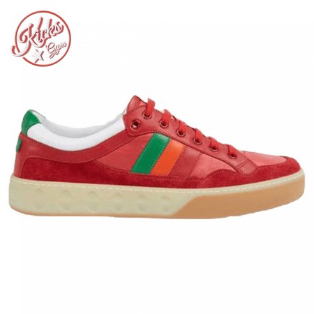GUCCI MEN'S RED LEATHER AND NYLON SNEAKERS - GC62