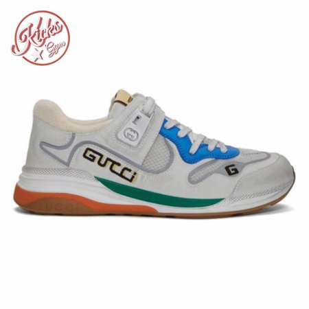 GUCCI G LINE SNEAKERS IN LEATHER AND MESH WITH EMBROIDERED LOGO - GC117