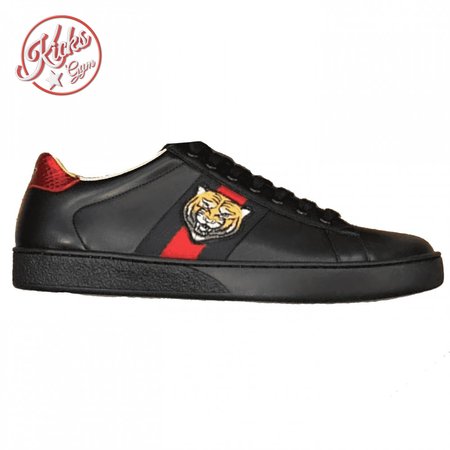 GUCCI TIGER ACE EMBROIDERED SNEAKER BLACK - GC49