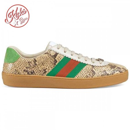 GUCCI MEN'S NATURAL G74 PYTHON TRAINER WITH WEB - GC35